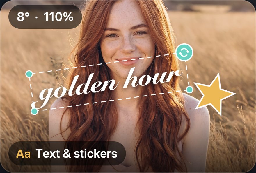 Text and stickers on a portrait